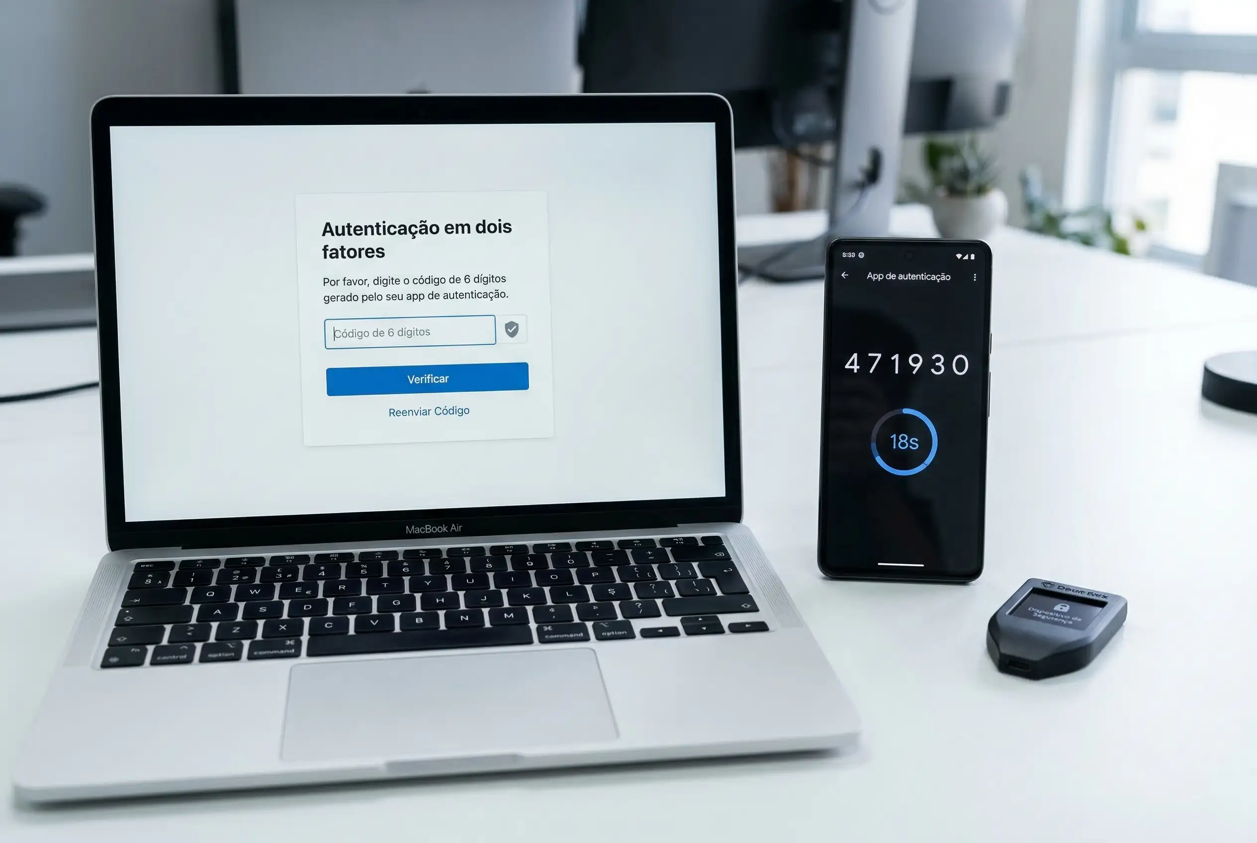 Segurança nas apostas bitcoin — ecrã de computador com autenticação dois fatores e cadeado digital