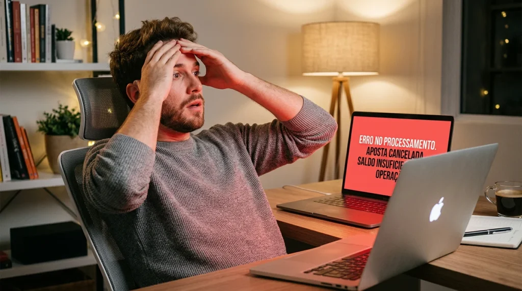 Pessoa com expressão de surpresa ao perceber um erro no ecrã do computador