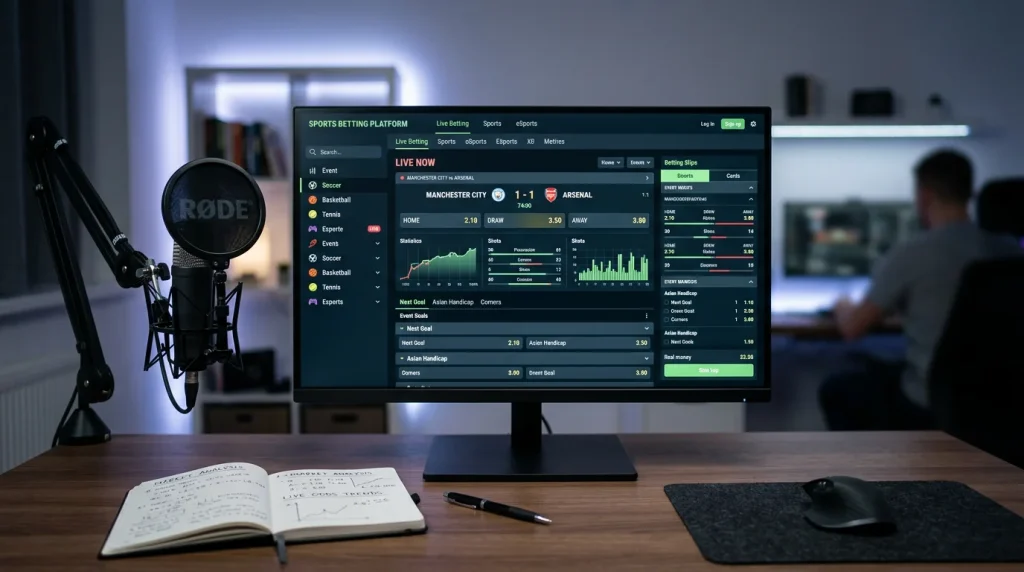 Ecrã de computador com a interface de uma grande plataforma de apostas cripto